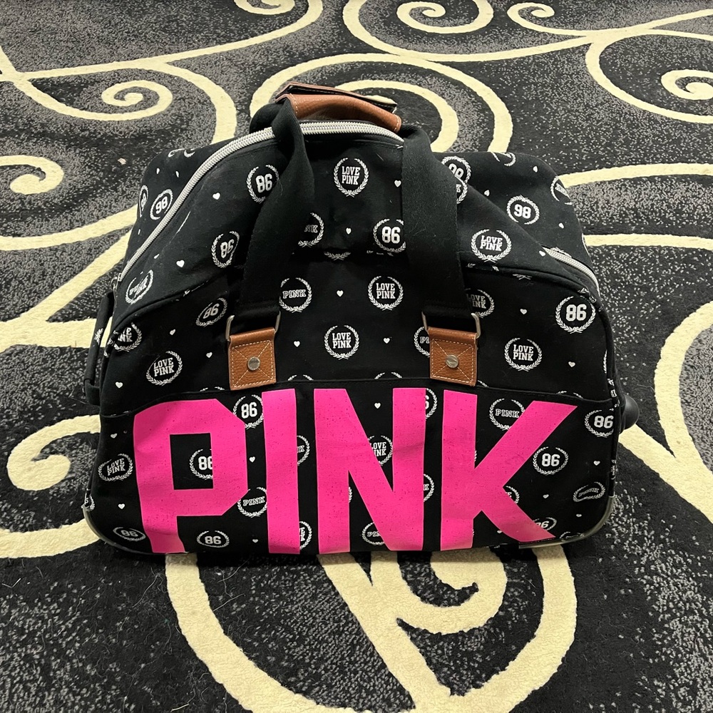 Pink Brand Rolling Duffle Suitcase